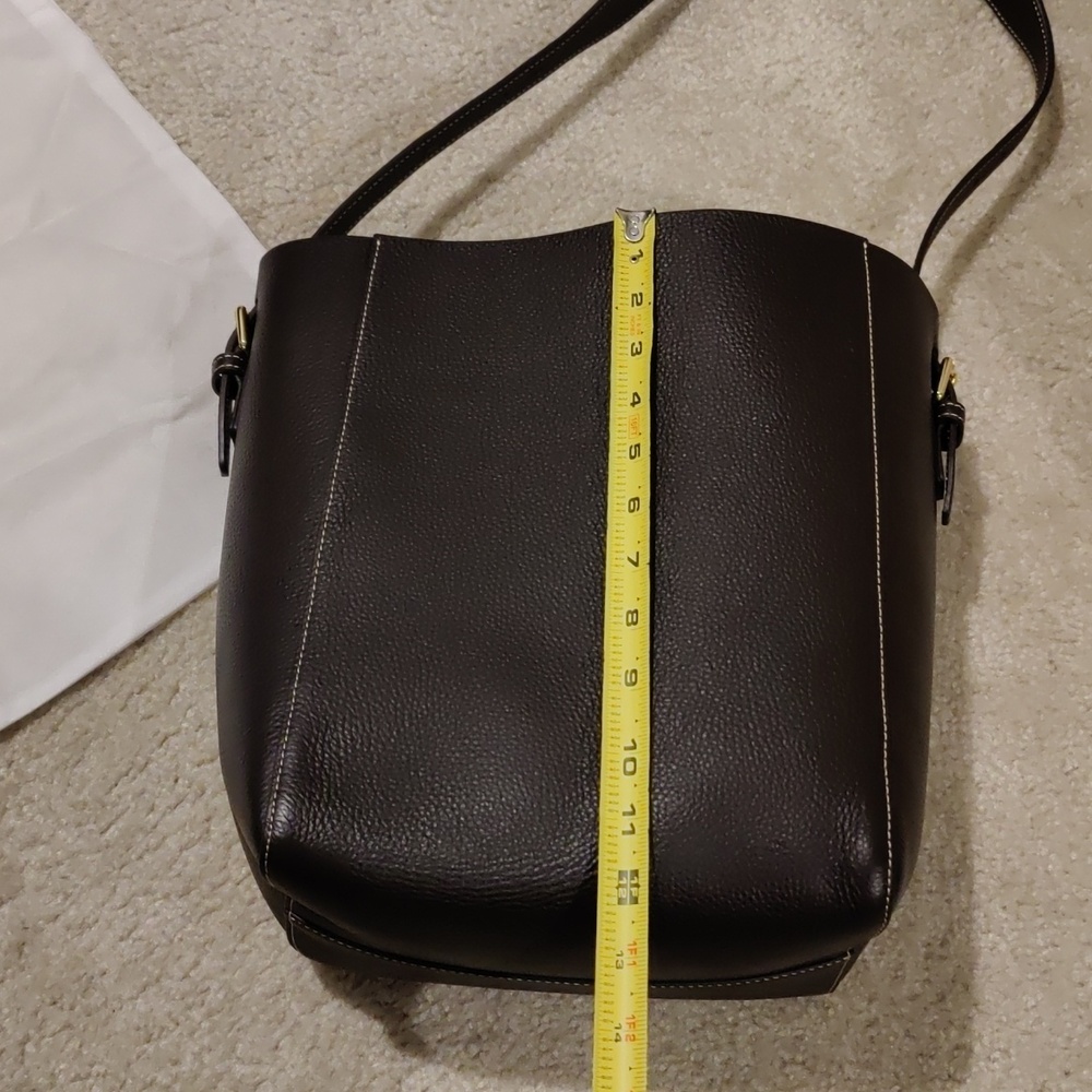 New!J.McLaughlin Zaina Pebble Grain Leather Brown Bucket Bag Y2K Hobo Elevated - Picture 10 of 16